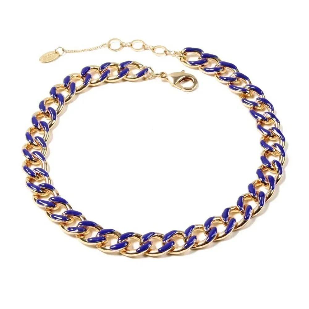 Blue
Enamel Gold Link Chain